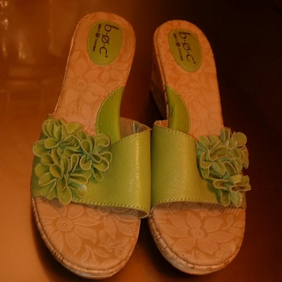 b.o.c. Shoes - B.O.C. Green Ladies Flower embellished Sandle